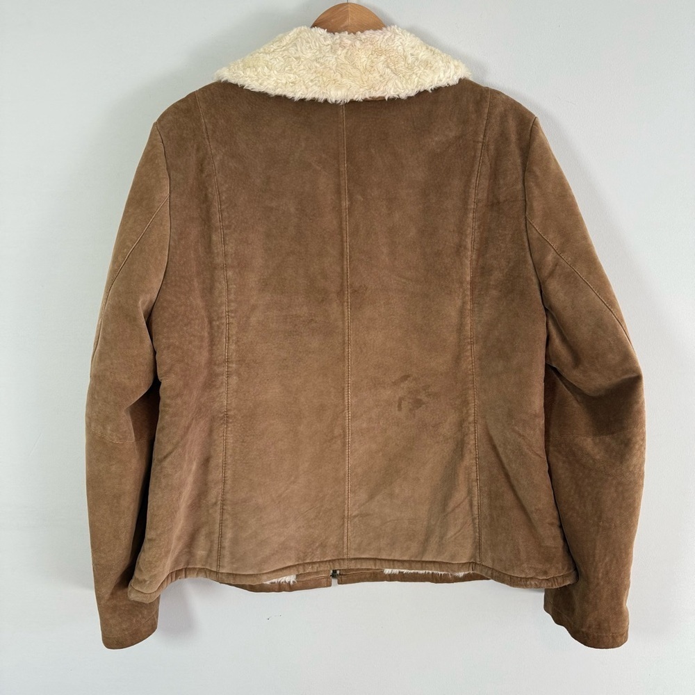 Croft & Barrow Tan Suede Jacket with Cream Collar, Size XL - Picture 2 of 13